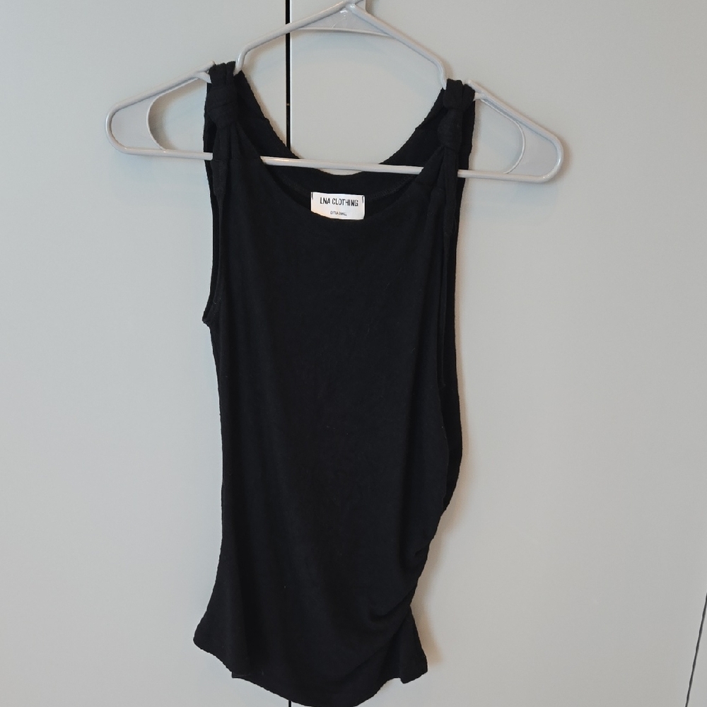 LNA Black Knotted-Strap Tank Top